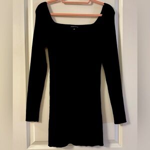Kendall & Kylie Black Long Sleeve Ribbed Sweater Dress